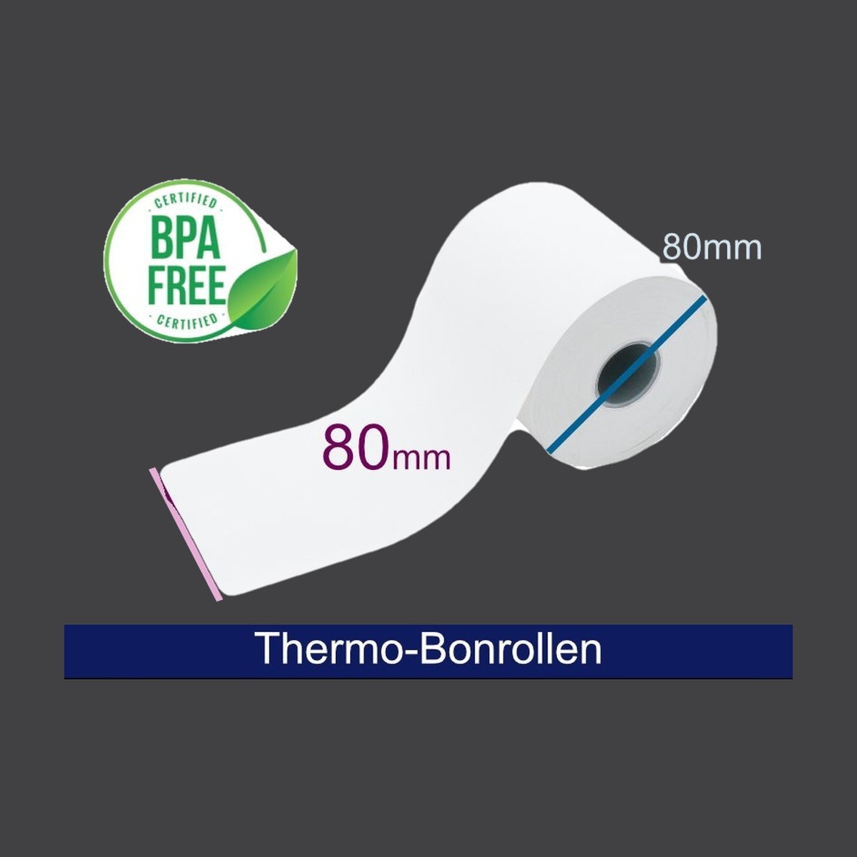 Thermorolle - 80 80 25 (B/D(max.)/K) weiss, 72m, 55g, 50Rollen/VPE