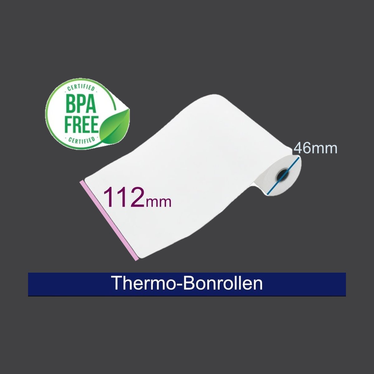 Thermorolle - 112 46 12 (B/D(max.)/K) weiss, 25m, 48g