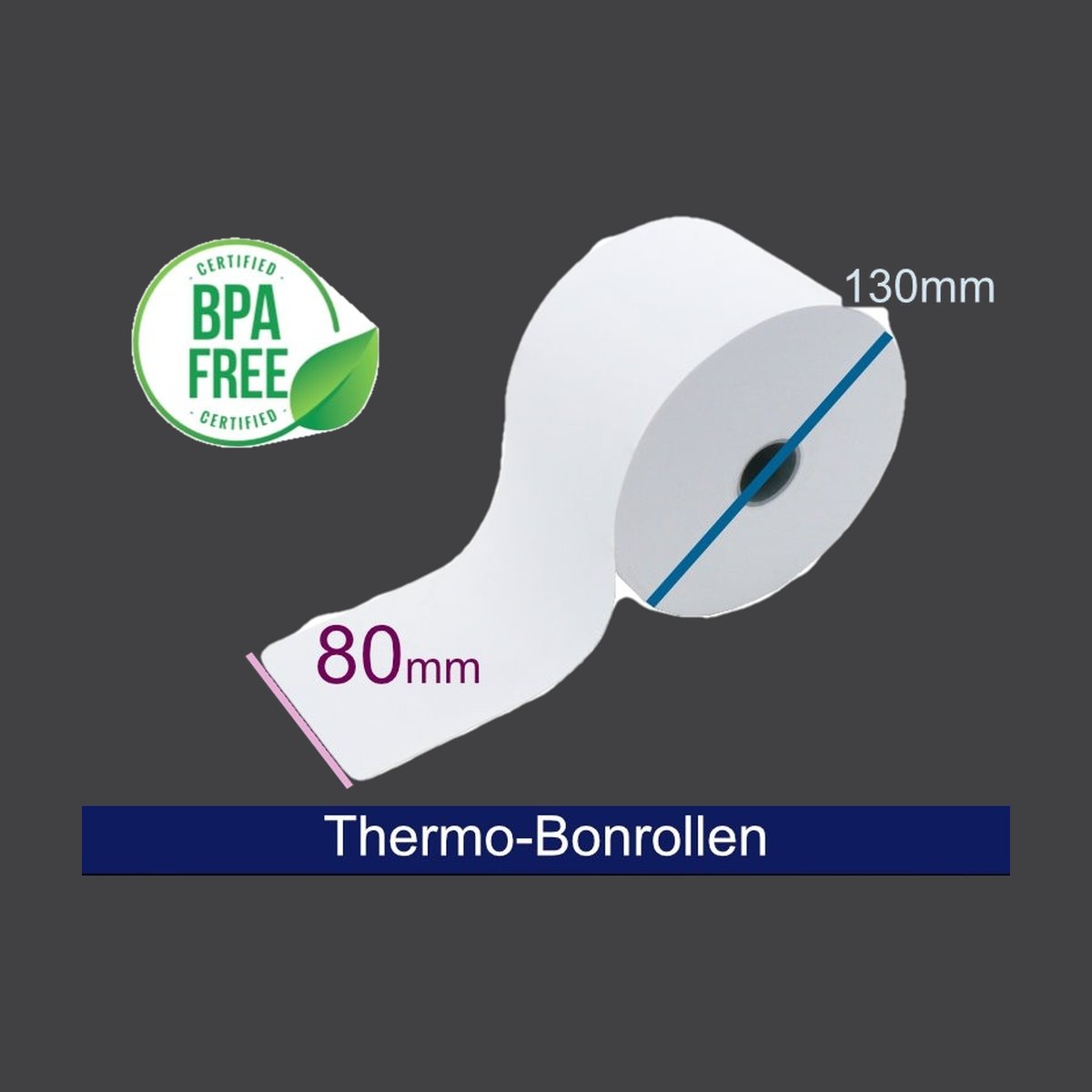 Thermorolle - 80 130 25 (B/D/K) ca. 190m, weiss, 55g
