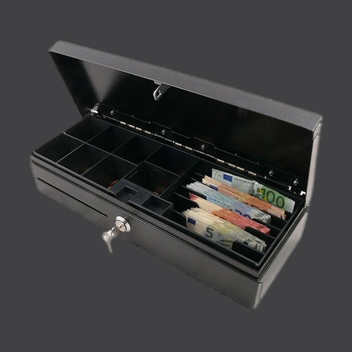 AC-F460 - Yaylı Kapaklı Para Çekmecesi, Antrasit, Mikro Anahtarlı 24V EPS Bağlantı (POS-303)