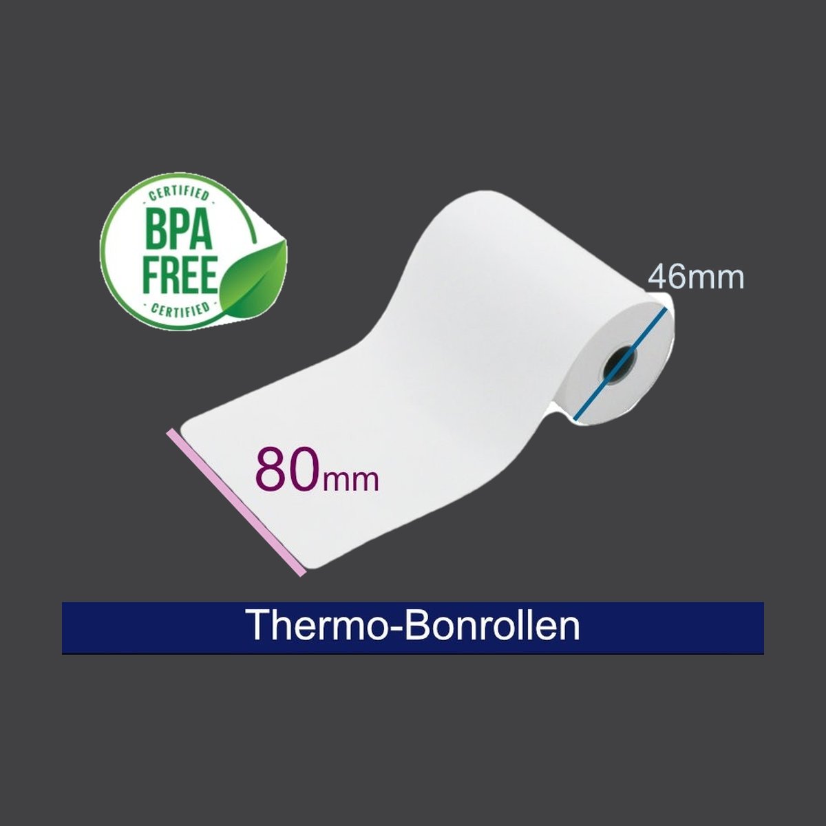 Thermorolle - 80 46 12 (B/D(max.)/K) weiss, 55g, 25m