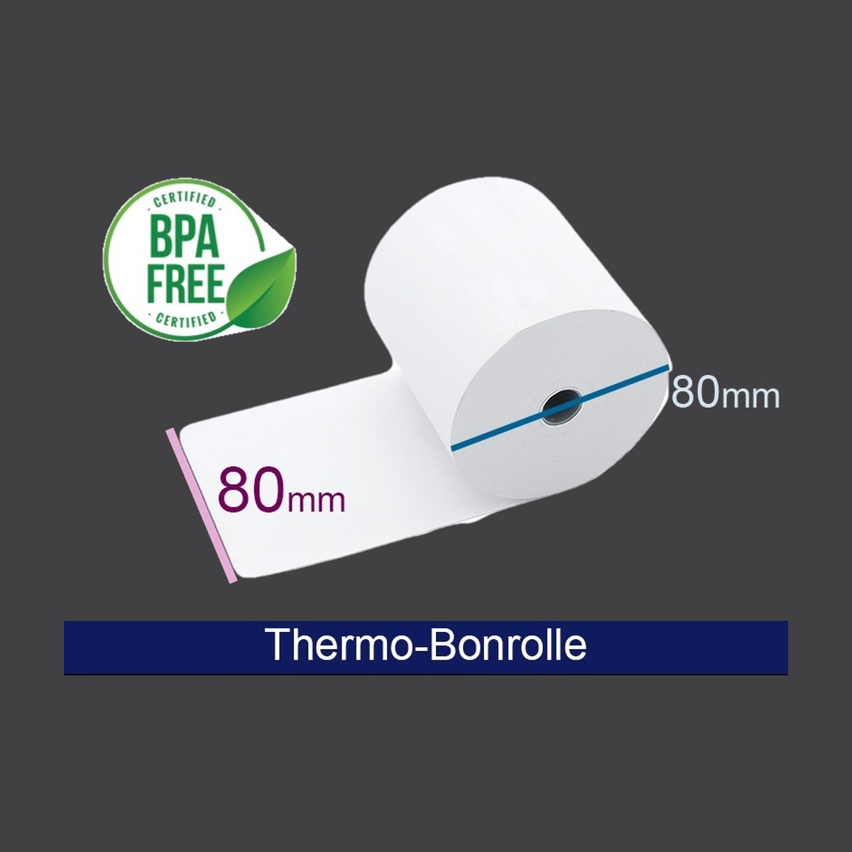 Thermorolle - 80 80 12.7 (B/D(max.)/K) weiss, 55g, 80m, BPA frei