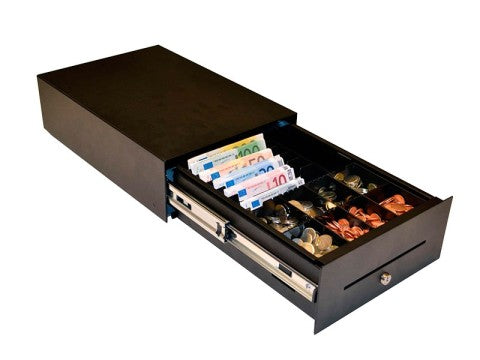 NANO - Kassenlade, Frontöffnung, 6 Notenfächer (stehend), 8 Münzschalen, schwarz