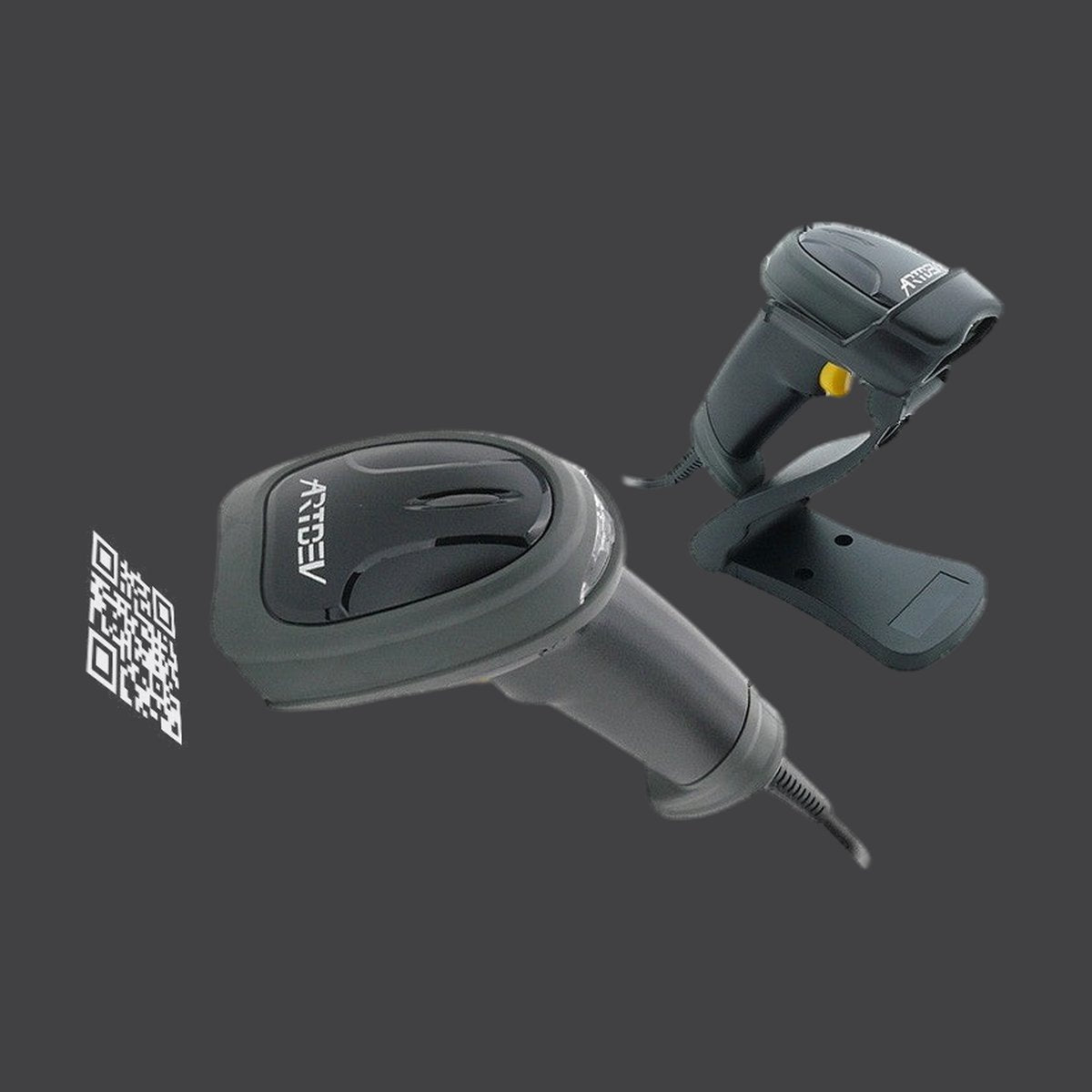 AS-1320 - USB bağlantılı ve standlı 2D barkod tarayıcı, siyah