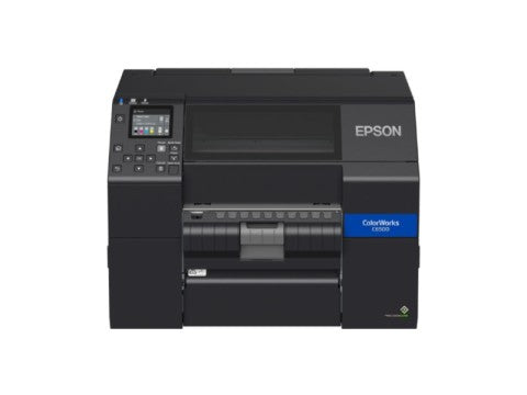 ColorWorks C6500 - Industrieller Farb-Etikettendrucker für Hochglanzmaterial, Abschneider, USB + Ethernet, Peeler, schwarz
