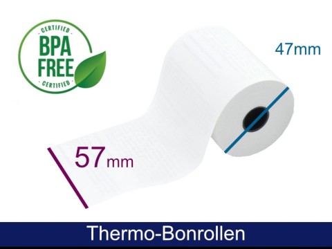 Thermorolle - 57 47 12 (B/D(max.)/K), mit Lastschrifttext, 25m, 48g