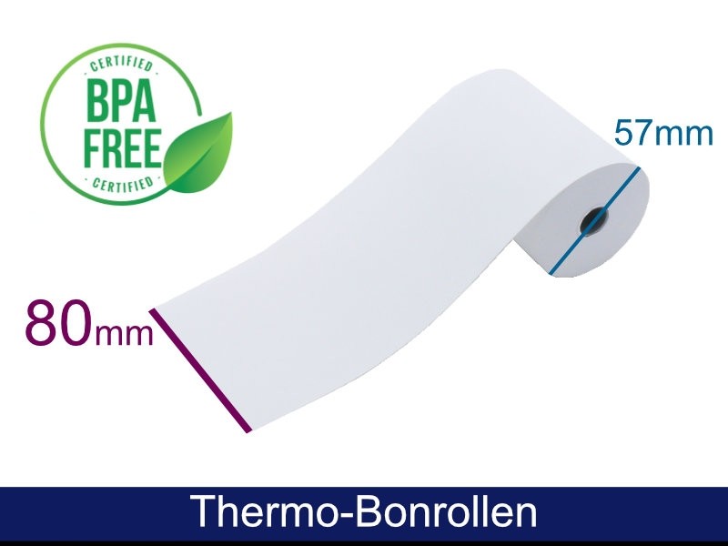 Thermorolle - 80 57 12 (B/D(max.)/K) weiss, 48g, 40m (z. B. für T2 mini), 50 Rollen/VPE