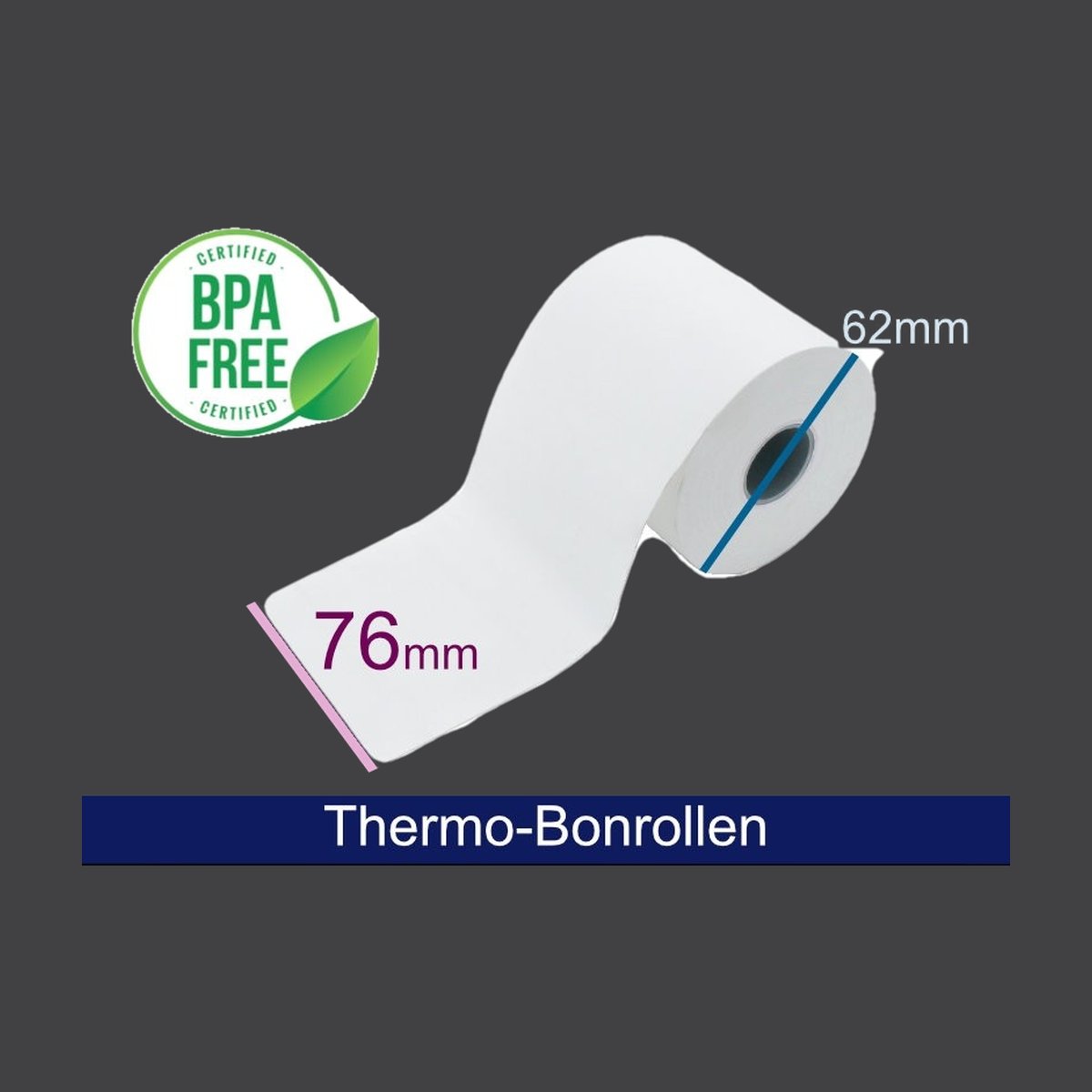 Thermorolle - 76 62 12 (B/D(max.)/K) weiss, 50m