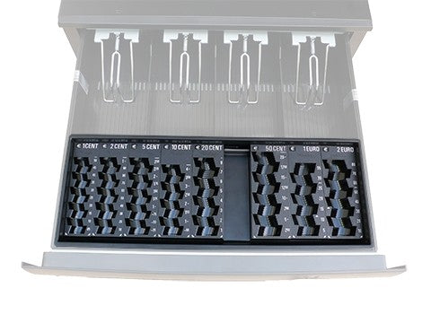 Münzzähleinsatz (Zählbrett) Inkiess*Modifizierung* für HS410 Kassenlade - 8001 RE mit 8 herausnehmbaren Einzelmünzbehältern