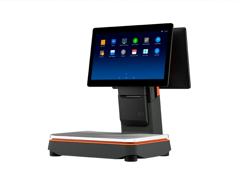 S2 - Tartılı Dokunmatik Sistem, 15.6" Geniş Ekran + 10" Müşteri Ekranı, Android 7.1, 80mm Termal Fiş Yazıcı