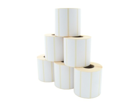 Etikettenrolle - Thermotransfer, 90 x 29mm, D96mm, Kern 40, 1300 Etiketten/Rolle, permanent, **perforiert**, aussen gewickelt, 12 Roolen/VPE