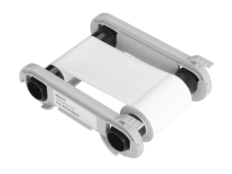 White monochrome ribbon for Zenius, Edikio and Primacy - 1000 cards/roll