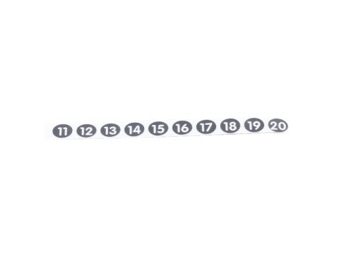 Stift-Aufklebenummern 11, 12, 13, 14, 15, 16, 17, 18, 19, 20 für Kellnerstifte