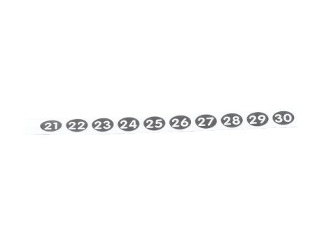 Stift-Aufklebenummern 21, 22, 23, 24, 25, 26, 27, 28, 29, 30 für Kellnerstifte