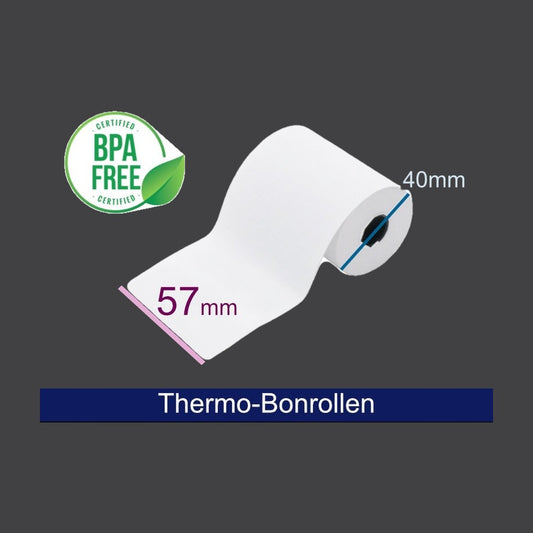 Thermorolle - 57 40 12 (B/D(max.)/K) mit Lastschrifttext, 18m, 48g