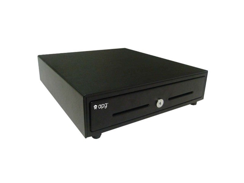 ECD330 - Cash Drawer, front opening, 5 banknote compartments, 8 coin cups, 24V (hardwired), RJ11, different keying, black