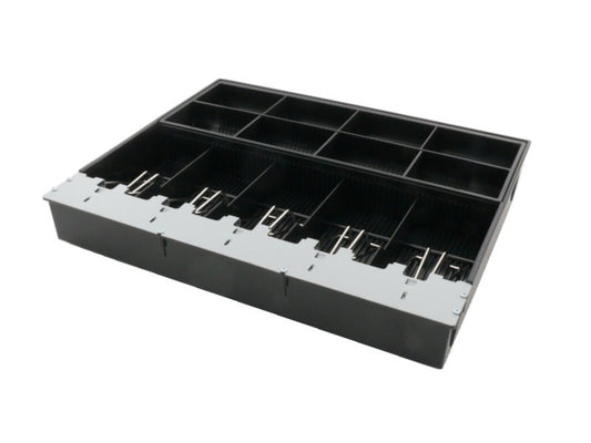 Cash insert for AC-4280 cash drawer, 8 coin compartments, 5 note compartments, coin compartments individually adjustable
