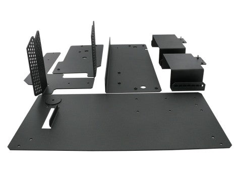Justierbarer Metall-Auffangbehälter für geschnittene Etiketten (nutzbar für Rollen- und Rotationsmesser), inkl. Druckergrundplatte für B-EX4 und B-EX6