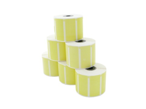 Etikettenrolle - Thermodirekt ***gelb*** 56 x 25mm, D79mm, Kern 12/25, 1000 Etiketten/Rolle, permanent für TM-L60