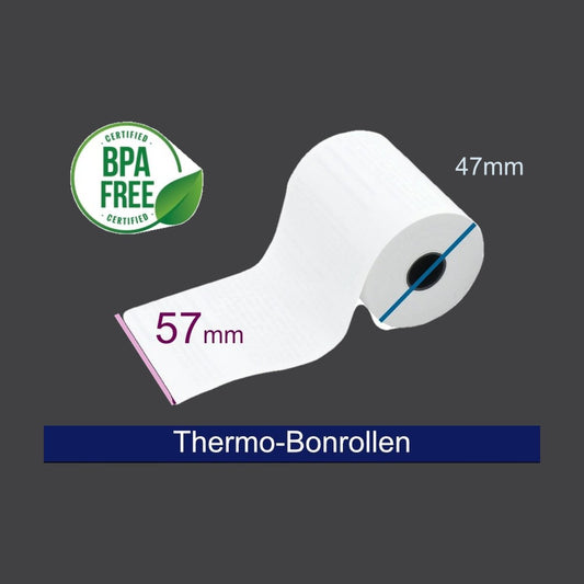 Thermorolle - 57 47 12 (B/D(max.)/K), mit Lastschrifttext, 25m, 48g