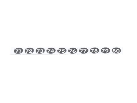 Stift-Aufklebenummern 71, 72, 73, 74, 75, 76, 77, 78, 79, 80 für Kellnerstifte