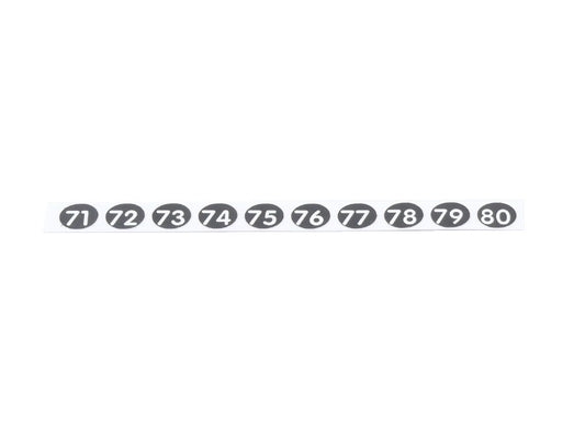 Pen sticker numbers 71, 72, 73, 74, 75, 76, 77, 78, 79, 80 for waiter's pens