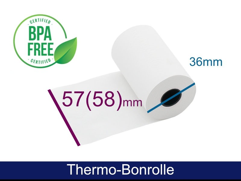 Thermorolle - 57(58) 36 12 (B/D(max.)/K) weiss, 15m, 48g