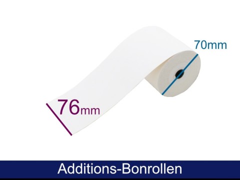 Additionsrolle - 2-lagig, 76 65-70 12 (B/D/K), weiss/gelb, ca. 25m