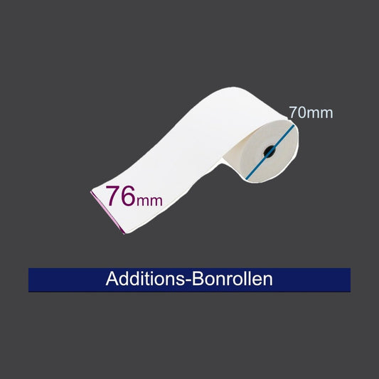 Additionsrolle - 2-lagig, 76 65-70 12 (B/D/K), weiss/gelb, ca. 25m