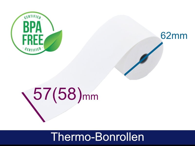 Thermorolle - 57(58) 62 12 (B/D(max.)/K) weiss, 50m