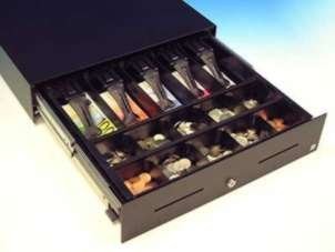 CostPlus Layflat Slimline 3000 - Kassenlade, Frontöffnung, 5 Notenfächer (liegend), 8 Münzschalen, schwarz