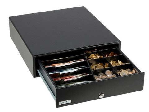 MDX 13E - Metall-Kassenschublade, Euro-Einsatz, 8 Münzfächer, 5 Notenfächer, manuelle Öffnung, ohne Kassenanschluss, anthrazit