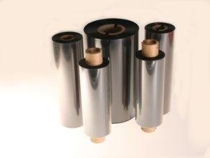 Farbband - Thermotransfer +plus, Wachs, schwarz, 300m x 110mm, 1 Zoll-Kern, außen beschichtet, 1 Leerkern pro VPE