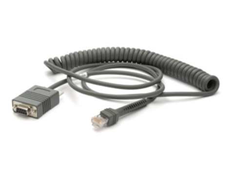RS232-Kabel - 2.7m, mit Spannungsversorgungsbuchse (DB9 Female, TxD on 2, spiral) für LI2208, LS2208, LS3408, DS2208, DS4308, DS9808,