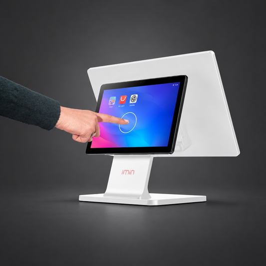 Kundendisplay 10.1" mit Touchfunktion, NFC für Swan 1 – Produktansicht auf anthrazitfarbenem Hintergrund