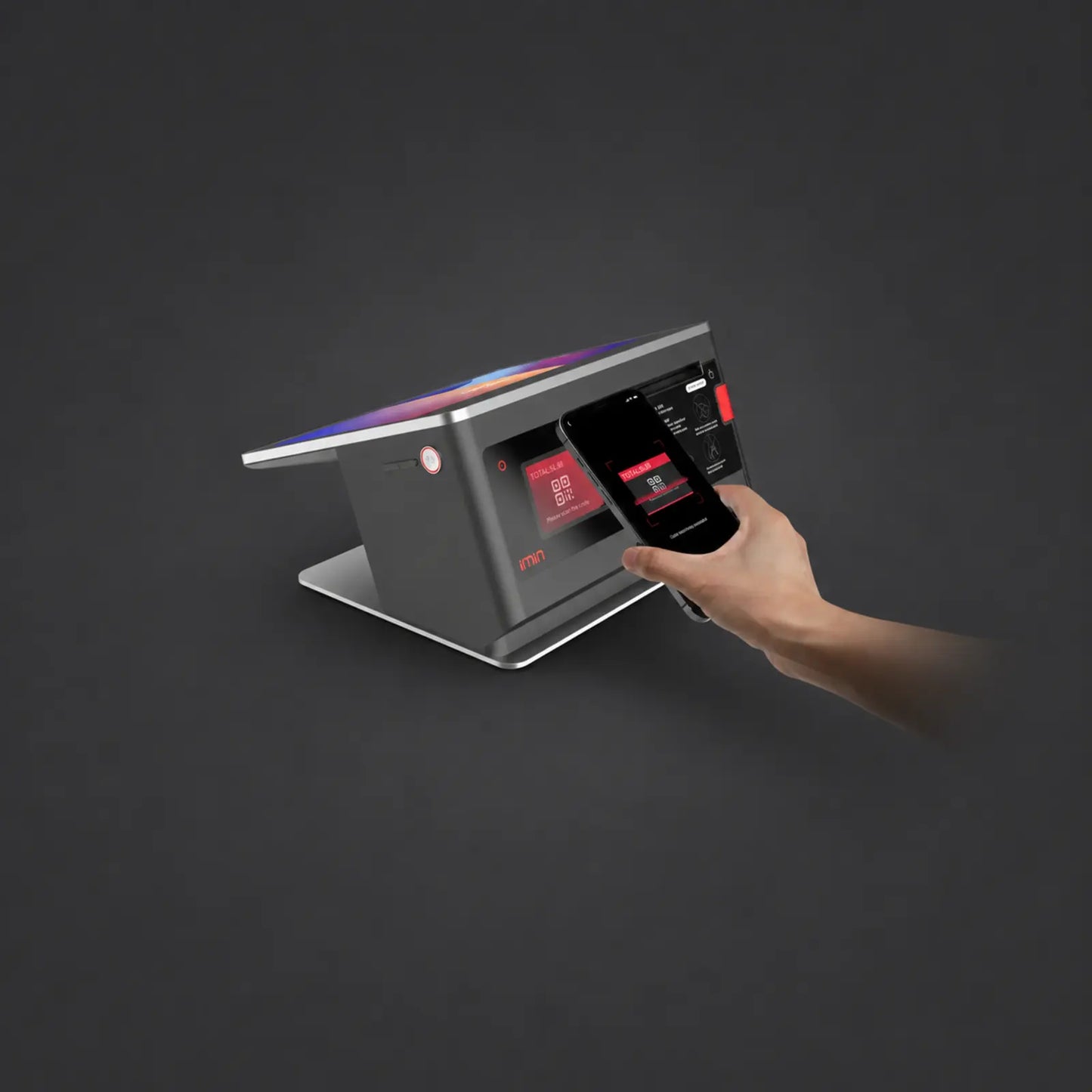 Falcon 1 - 10.1" Touchsystem, Android 11, 80mm Thermodrucker, 2.4" LCD-Kundendisplay, NFC, 4G, 4GB RAM, 32GB ROM – weitere Ansicht auf einheitlichem Anthrazit-Hintergrund